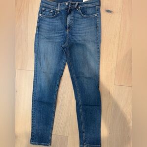 Rag & Bone high rise ankle skinny jeans in blue wash